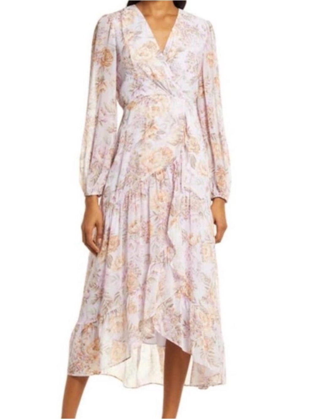 LC Lauren Conrad Pastel Floral High-Low Wrap Dress